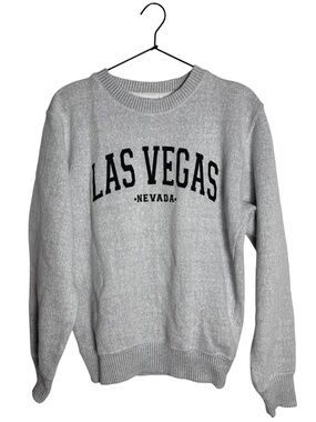 ESY Surf Co. Las Vegas Nevada Grey Ribbed Knit Crewneck Sweater